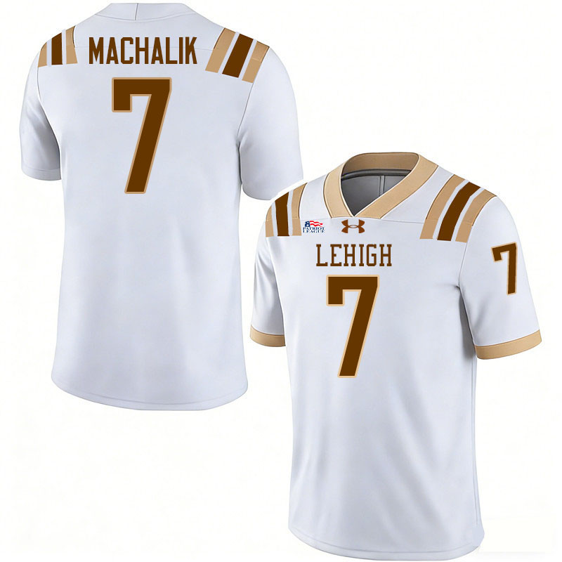 Lehigh Mountain Hawks #7 Matt Machalik College Football Jerseys,Uniforms-White